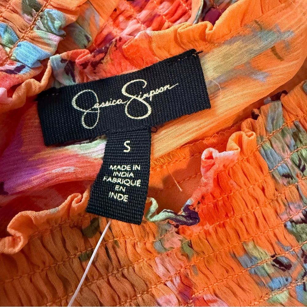 Floral Orange Ruffle Top - Picture 3 of 4